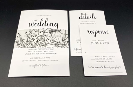 black and white Wedding Invitation RSVP