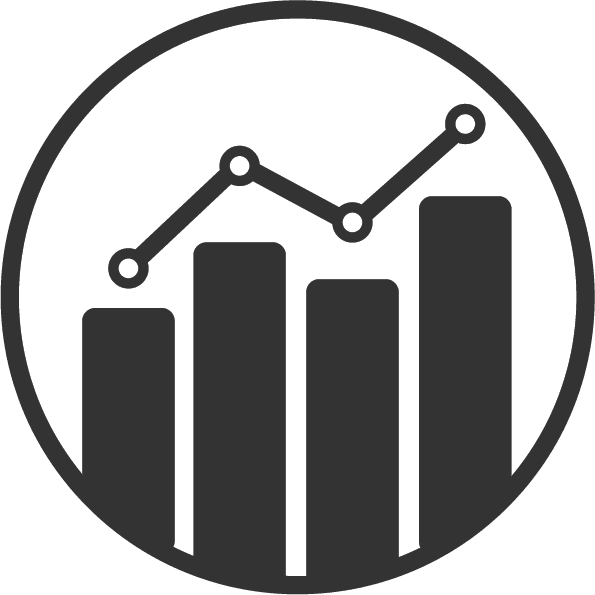 art of a circle with chart bars and graph line